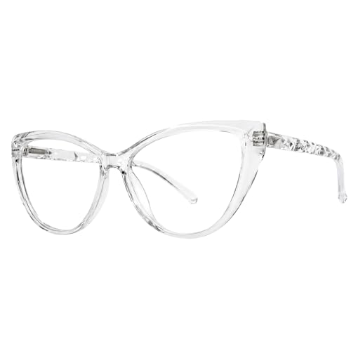 Image of Blue Light Blocking Cat Eye Glasses for Women Transparent Frame Anti UV Protection Zero Power Computer Glasses Lightweight Optical Frame