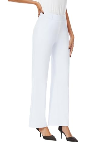 Womens Wide Straight Leg Pull-On Trousers Casual Slacks Dress Pants with Pockets3