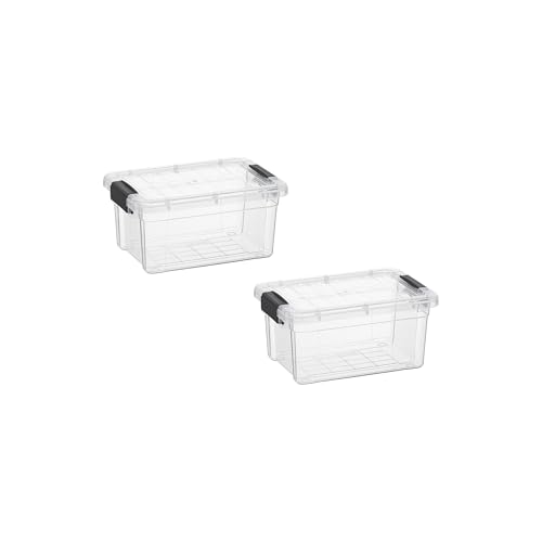 Image of Superio 1.05 Quart Mini Clear Plastic Storage Container with Lid, Stackable Small Organizer Box for Crayons, Art Supplies, Beads, Sewing, Stationery & Food Storage, 2 Pack