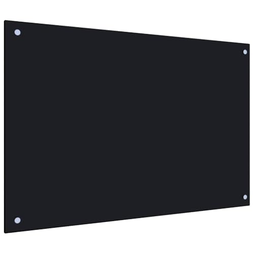 Tomostar Crédence de Cuisine en Verre, Fond de Hotte Protection Contre éclaboussures Dosseret de Cuisine Noir 90x60 cm Verre trempé