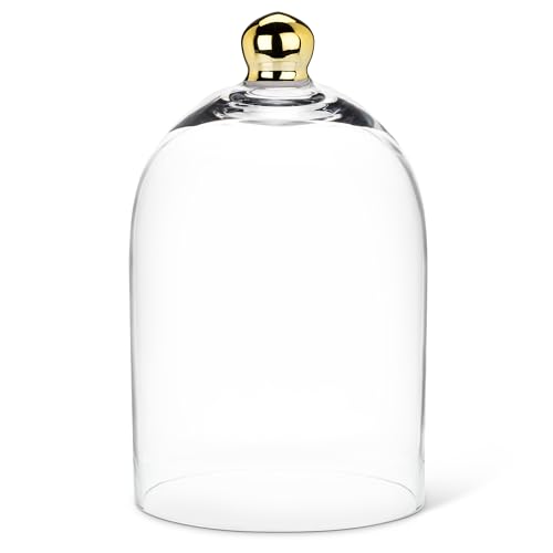 Abbott Collection Large Bell Shaped Cloche with Gold Knob - Glass, Clear/Gold (9.5" H) by Abbott Collection - Used condition - US$19.56