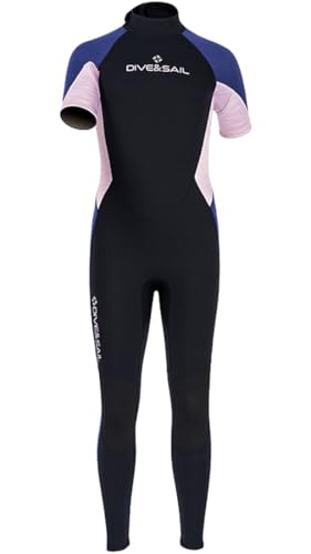 JELEUON Juniors Teens Youth Boy Girls Full Wet Suits 2.5mm Neoprene Short Sleeve Wetsuit Thermal Snorkeling Surfing Diving Wetsuit Black Pink
