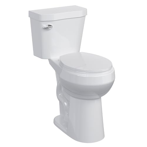 Two Piece Toilets Round, 21" Extra Tall Toilet for Bathroom, 1.28 GPF Powerful Flush, 12 Inch Rough In