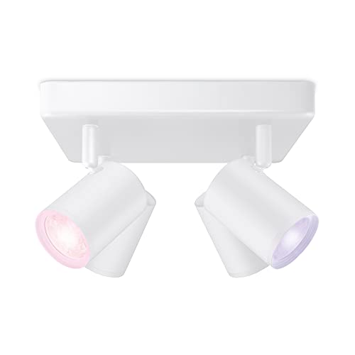 WiZ Faretto Smart LED Imageo WiFi, Base Quadrata, Luce Bianca o Colorata Dimmerabile, GU10, 4 x 5W, Bianco, Tecnologia SpaceSense, Controllo Vocale (Alexa, Apple HomeKit, Google Home)