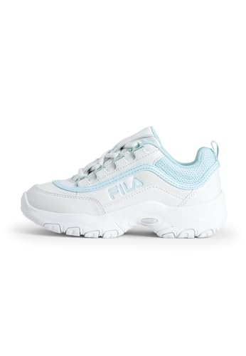 FILA Strada Logo Kids Sneaker, White-Blue Glow, 29 EU