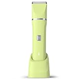 Risina Bikini Trimmer for Women, 2-in-1 Electric Shaver, IPX7 Waterproof, Gentle for Bikini Line & Sensitive Areas, Cordless Rechargeable for Legs Underarms Face, Yellow Gift for Women, Teen Girl Gift