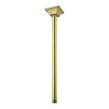 SEABEFORE 16' Ceiling Mounted Shower Arm Brushed Gold Shower Head Extension with Unique Matching Escutcheon, Standard 1/2' Connection
