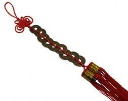 9 I-ching Copper Coin Feng Shui Strand with 2 Tassel