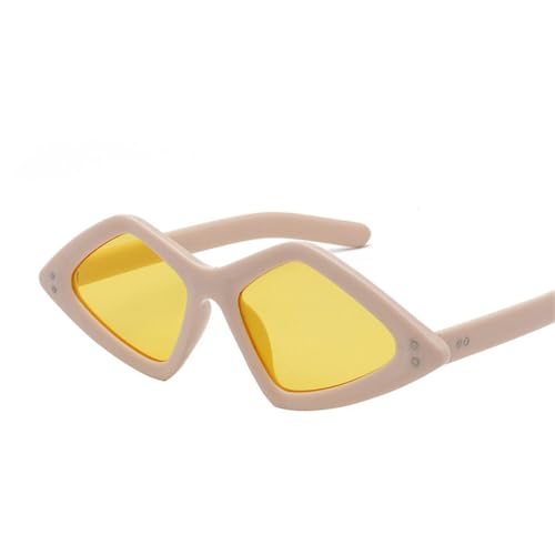 Lunettes de soleil punk triangle rétro pour femmes avec verres gris transparents