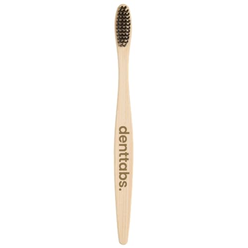 Denttabs Brosse à dents en bambou ultra douce, pour un polissage doux des dents, spécialement conçue pour une utilisation avec nos comprimés à brosser les dents, sans emballage supplémentaire dans un