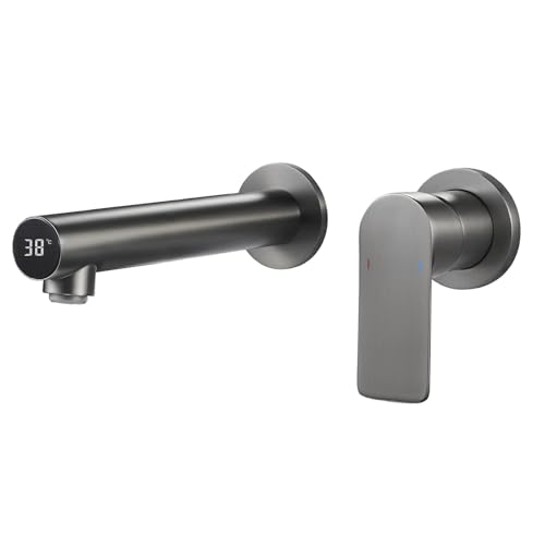 Grifo de baño de pared LED para evitar quemaduras en lavabo de vasija