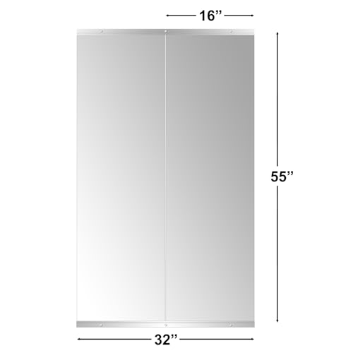 Image of Ruomeng Home Gym Mirror, 55''x16''x2PCS Full Length, Large Frameless Body Mirror Tempered Glass for Gym, Workout, Yoga, Garage, Dance Studio