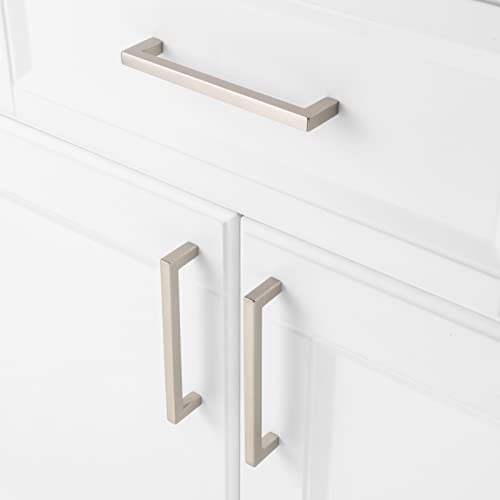 KOOFIZO 20-Pack Solid Square Bar Cabinet Handle - Brushed Nickel Furniture Pull, 5 Inch/128mm Screwhole Distance for Kitchen Cupboard Door, Bedroom Dresser Drawer, Bathroom Wardrobe Hardware - Image 4