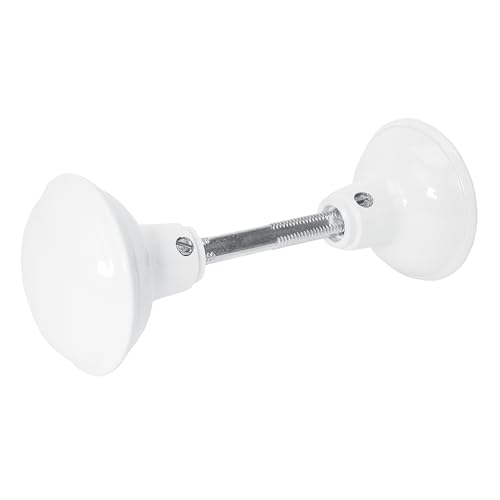 Prime-Line E 2319 Solid Brass Vintage Door Knob Spindle Set, 2-1/4 In. Outside Diameter, White (Single Pack)