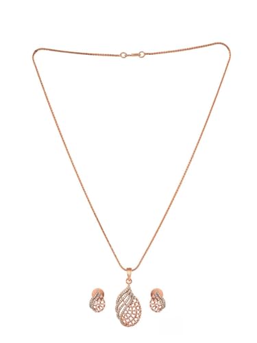 Juego de joyas de oro rosa DMZ-1761 y latón con apliques blancos finos talla S