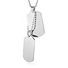 HZMAN 2 Pieces Dog Tag Necklace for Men High Polished Stainless Steel Silver Army Military Dog Tag Pendant Jewelry Gift 22+2 Inch Box Chain #2