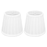 2Pcs Small Fabric Lampshade, E14 Clip On Pleated Barrel Lamp Shades Chandelier Lampshade, Vintage Small Lamp Shades for Table Lamps, Floor Lamps (White) - Image 7