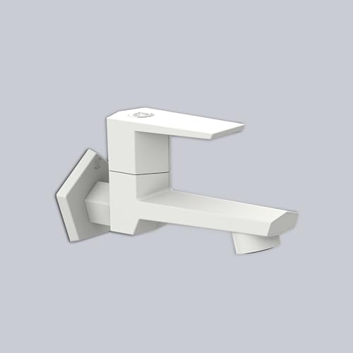 Image of RN PTMT Long Body Bib Cock for Bathroom | 15mm Long Body Foam Flow Water Tap with Flange | Luxury G20 Collection Faucet | High-Grade Engineering Polymer Tap (White, Pack of 1)