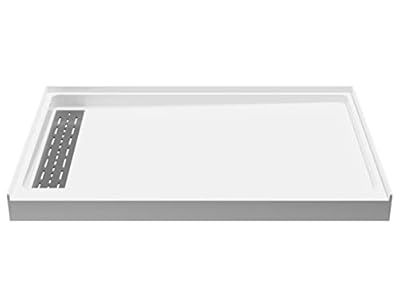 ANZZI Shower Base 48" x 32", Left Drain Shower Base Single Threshold, Glossy White, Marine Grade Acrylic and High Yield Fiberglass (SB-AZ103L)