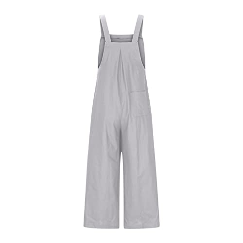 Smidow Backless Jumpsuit For Women Casual Loose Sleeveless Jumpsuits Adjustable Strap Bib Overall Wide Leg Long Pants Romper With Pockets Travel Outfits 2023 #TOP5