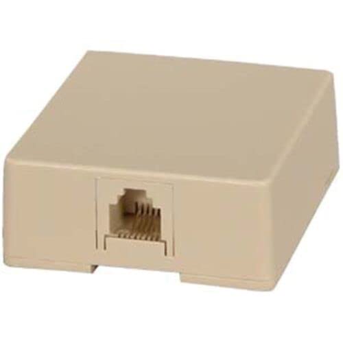 Single Port Surface Mount Jack Telephone Phone Line RJ11 6P4C Modular Box Ivory