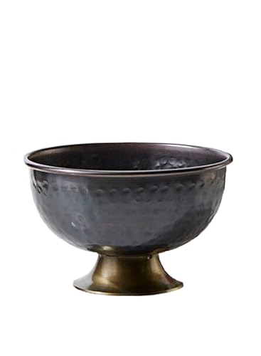 Serene Spaces Living Large Antique Style Hammered Copper Decorative Bowl: Rustic Accent for Flowers, Potpourri, Keys. Ideal for coffee table or Entryway Console, 5