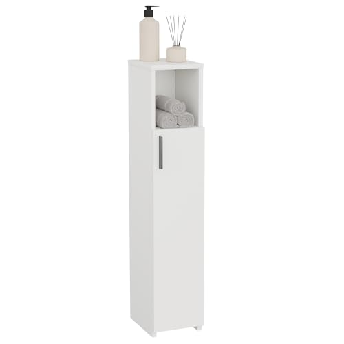 ComfortCove Mobiletto da Bagno Slim, Mobile Bagno Alto, Organizer Indipendente con Spazio Contenitivo, Colonna bagno salvaspazio per Cucina, Soggiorno, Bianco