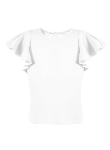 Image of blibean Girls Ruffle Short Sleeve Shirts Summer Tops Size 4-15Y