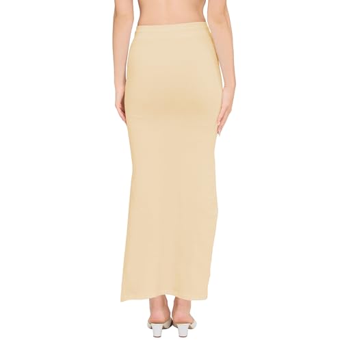 Image of DESI GIRL Cotton Lycra Stretchable Saree Shapewear Petticoat with Drawstring for Women | Fishcut Saree Petticoat with Side Slit for Easy Movement | Saree Shaper | Long inskirt