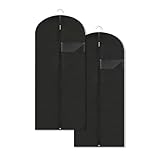 LXLOVESM Garment Bags for Hanging Clothes, 45'' Suit Bag Cover for Storage and Travel, Dress Bags for Gowns Long, 2 Pack (Black)