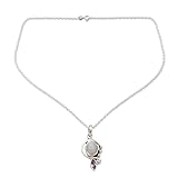 NOVICA Rainbow Moonstone Amethyst .925 Sterling Silver Pendant Necklace, 18