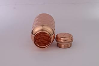 100 % Pure Copper Diamond Hammered Water Bottle 17 Oz with Lid – Ayurvedic Bottle – Vessel - Drink More – Small -Leak Proof