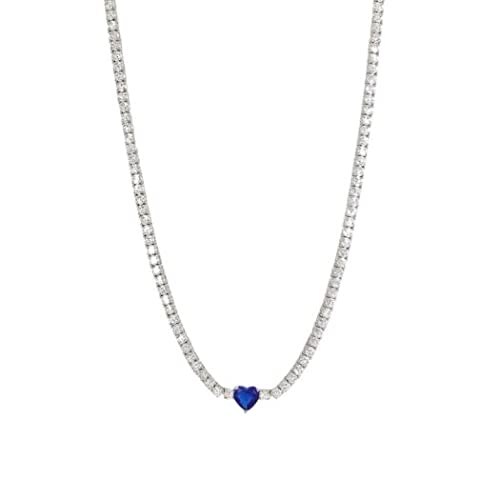 Mabina GioielliMabina Tennis Necklace in Silver with Cubic Zirconia and Heart – 553430
