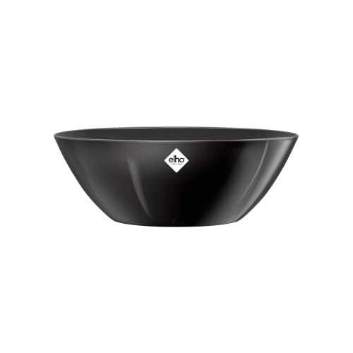 Elho Brussels Diamond Oval 36 - Blumentopf für Innen - Ø 35.5 x H 13.0 cm - Schwarz/Schwarz Metallic Cover