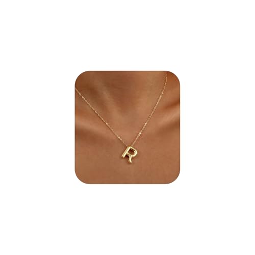 Lcherry Letter Necklace Chunky Balloon Initial R Necklaces Birthday Gifts for Women