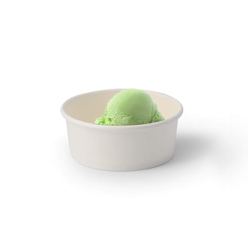 BIOZOYG 50 piezas Cuencos para helado de cartón 100 ml blanco - vasos desechables sin plástico y reciclable - cuenco de postre para llevar