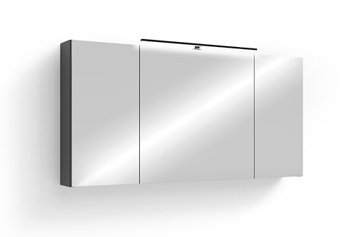 byLIVING Spiegelschrank Spree/Korpus matt mit Spiegeltüren/Hängeschrank mit Soft-Close-Funktion/Inklusive LED-Beleuchtung/Badschrank mit Stecker- und Schalterdose/B 120, H 60, T 20 cm (Anthrazit) byLIVING Spiegelschrank Spree/Korpus matt mit Spiegeltüren/Hängeschrank mit Soft-Close-Funktion/Inklusive LED-Beleuchtung/Badschrank mit Stecker- und Schalterdose/B 120, H 60, T 20 cm (Anthrazit)