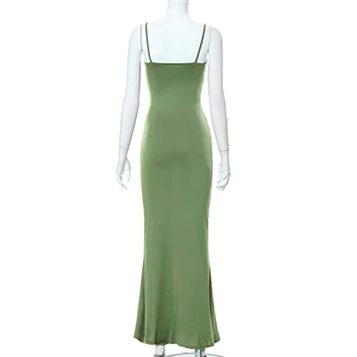 Image of Womens Spaghetti Strap Bodycon Backless Maxi Dress