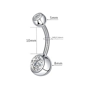 SHIELD PLUS Belly Button Ring Piercing Jewelry Navel Rings Stud Belly Button Rings Barbell Piercing Jewelry for Women 8MM (1 Pcs)