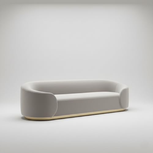 Image of Modern 3 Seater Sofa for Living Room | Premium Upholstered Soft Seating | Contemporary Designer Couch for Home, Lounge & Reception Areas | White | Marandi and Pine Wood