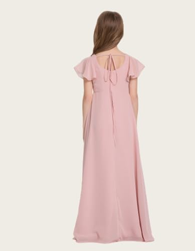Junior Bridesmaid Dress Short Sleeves Chiffon Flower Girl Dress for Wedding High Low Girls Pageant Dresses JBD1572