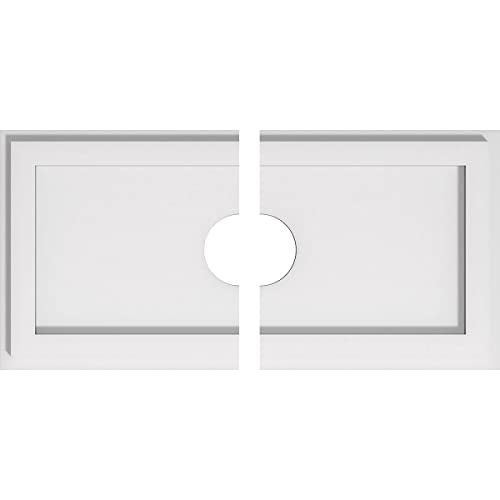 Ekena Millwork CMP20X10RE2-03000 Rectangle Architectural Grade PVC Contemporary, Two Piece Urethane Ceiling Medallions 20"W x 10"H x 3"ID x 7"C x 1"P