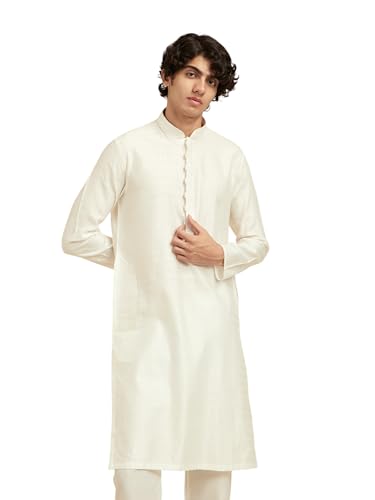 Image of DIWAS BY MANYAVAR Men's Viscose Blend Textured Solid Kurta (1pc)