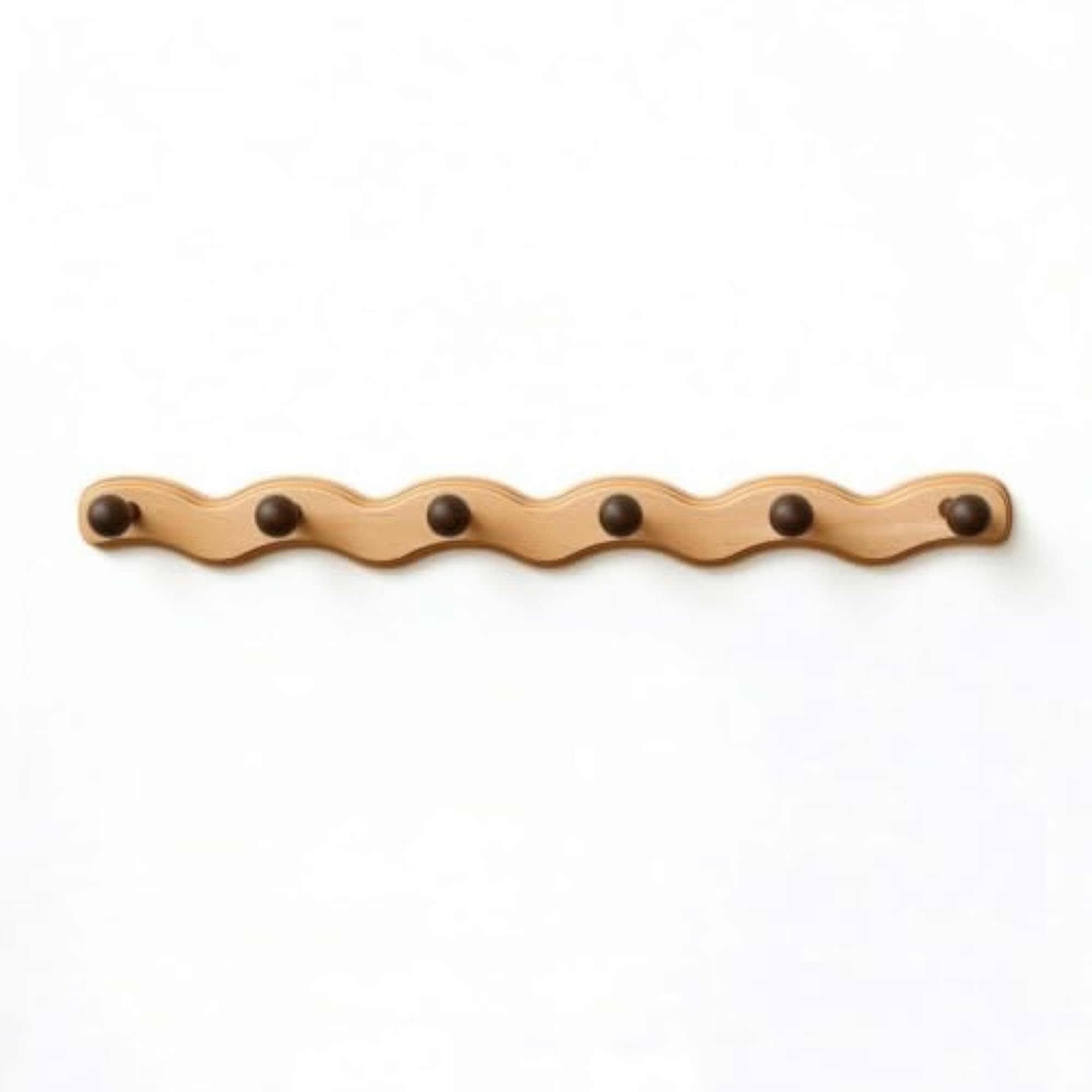Wave-Inspired Wooden Coat Rack with Hooks