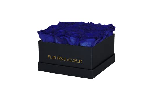 Boîte à roses Square 16 noir fleurs éternelles bleu composition Fleurs de cœur - 2
