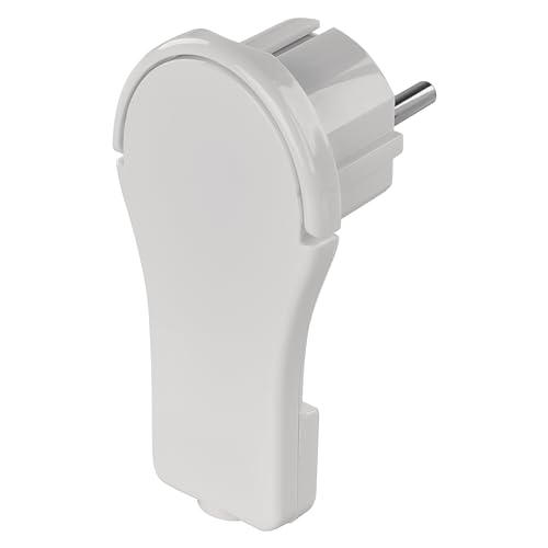 EMOS extraflacher Winkelstecker, Flacher Schutzkontaktstecker mit Lasche, Flachstecker/Schukostecker/Eurostecker mit Klappgriff, P0066-EMOS