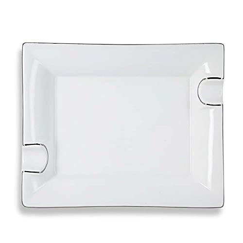 Lifestyle-Ambiente HA - Cenicero para Puros (Porcelana, 2 estantes, 655 g), Color Blanco y Plateado