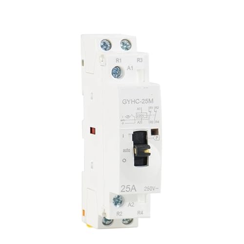 Contactor manual 2P 16A 220V con 2NO para carril DIN 4