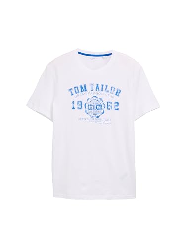 TOM TAILOR Herren T-Shirt mit Logo-Print, 20000 - White, L – Ansicht 6