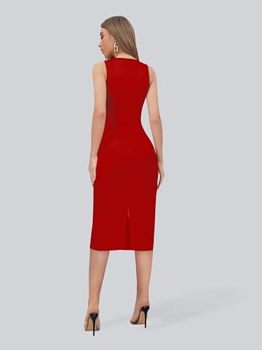 Image of Toochki Women's Spandex Solid Bodycon Western Dress | A line | Winter Dress | Western | | Trendy | Midi Body Hugging
